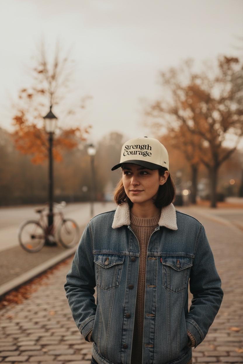 Strength & Courage snapback lifestyle pin image